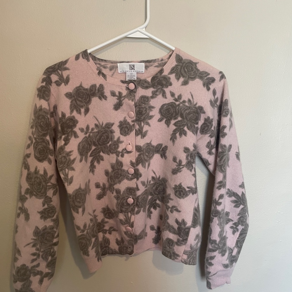 Floral Pink Wool Sweater